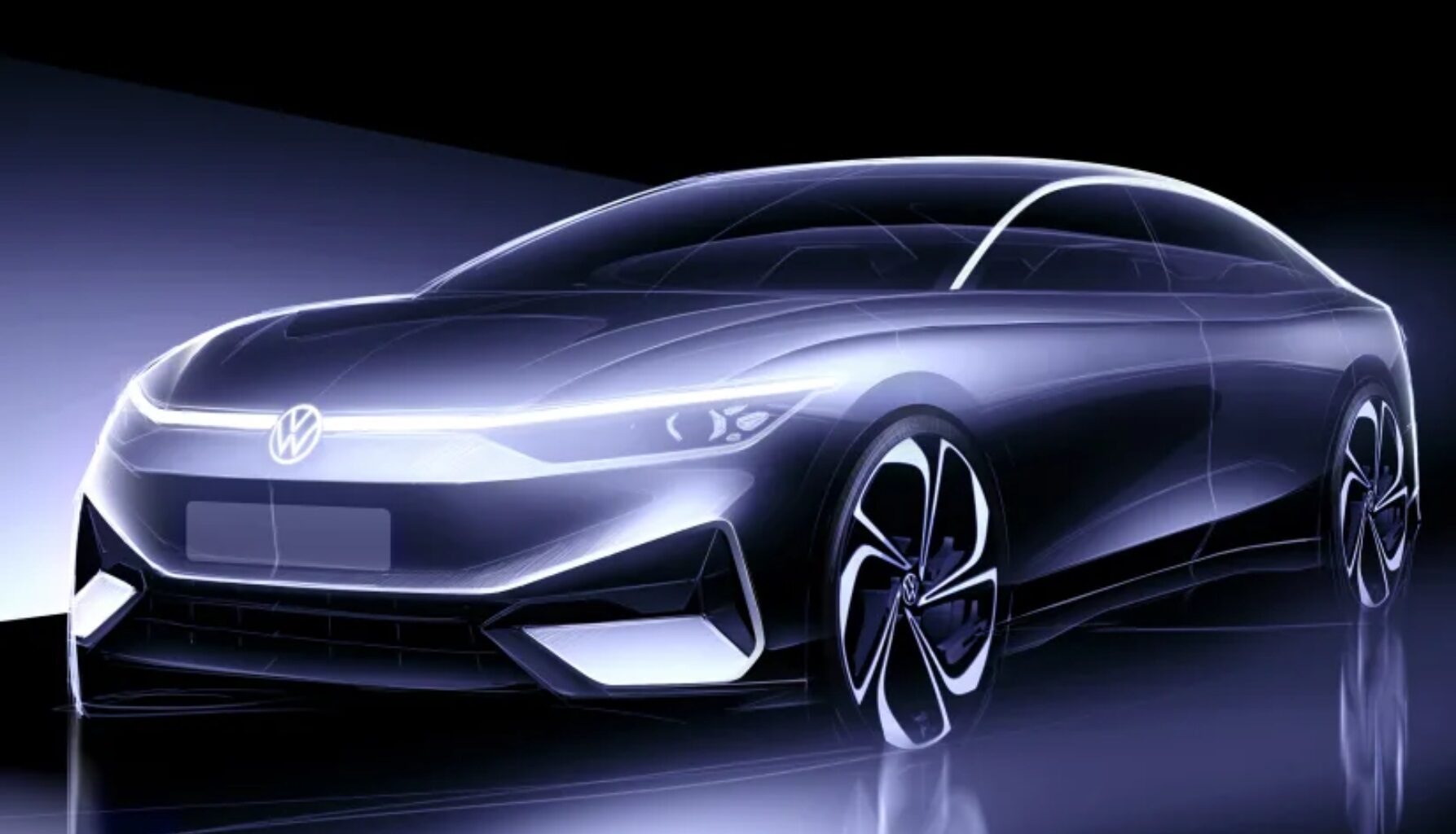 The concept of the future Volkswagen ID.Aero electric sedan was revealed in a design sketch